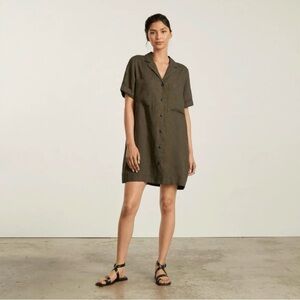 Everlane The Linen Workwear Utility Dress Beech Khaki Size S